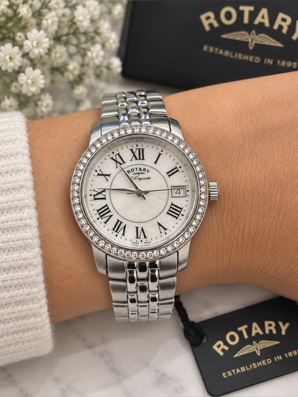 New With Tags Rotary Originales Limited Edition Women's Stainless Roman Numeral